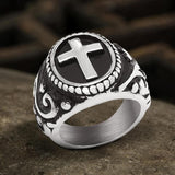 Cross Pattern Stainless Steel Ring