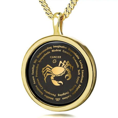 Cancer Necklaces for Lovers of the Zodiac 24k Gold Inscribed - Lootquake
