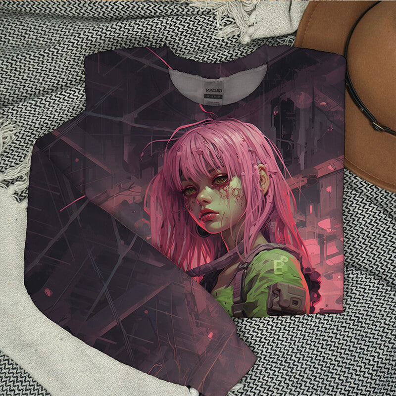 Cyberpunk Anime Girl Casual Sweatshirt