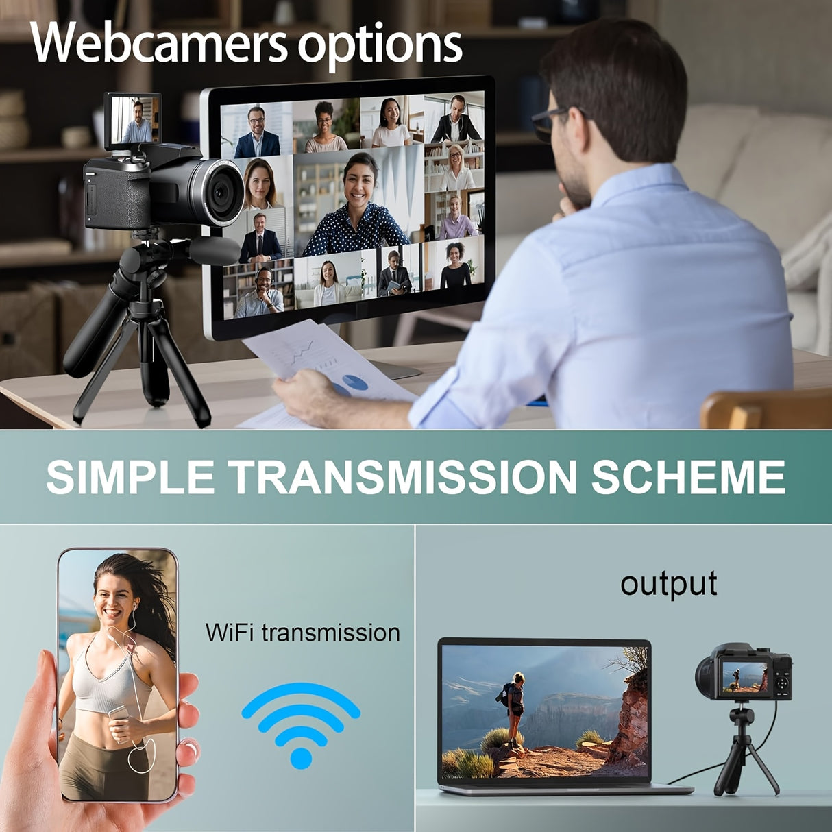 Cámara digital NBD de 64 MP para fotografía, videocámara 5K para YouTube con pantalla abatible de 3", zoom digital de 16x, enfoque automático, 2 baterías, tarjeta TF de 32 GB (S205, negra)