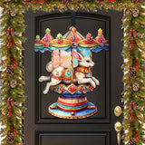 Carousel Bunny Holiday Door Decor by G. Debrekht - Christmas Decor - 8611084H