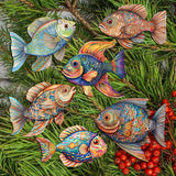 Coastal Fish Decorative Wooden Clip-on Ornaments Set of 6 by G. Debrekht - Coastal Decor - 8090034C-S6