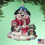 Dog and Penguin Wooden Ornaments by Jamie Mills-Price - Pets Dog and Cats Decor - 8457503