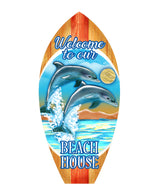 Dolphins Surfboard Coastal Door Decor by G. DeBrekht - Coastal Holiday Decor - 8114070H
