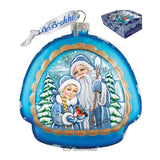 Limited Edition Frosted Story Rainbow Glass Ornament by G. DeBrekht - Christmas Santa Snowman Decor - 756-007