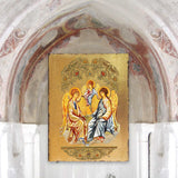 Old Testament Trinity Wooden Gold Plated Religious Orthodox Sacred Icon - Inspirational Icon Decor - 85015