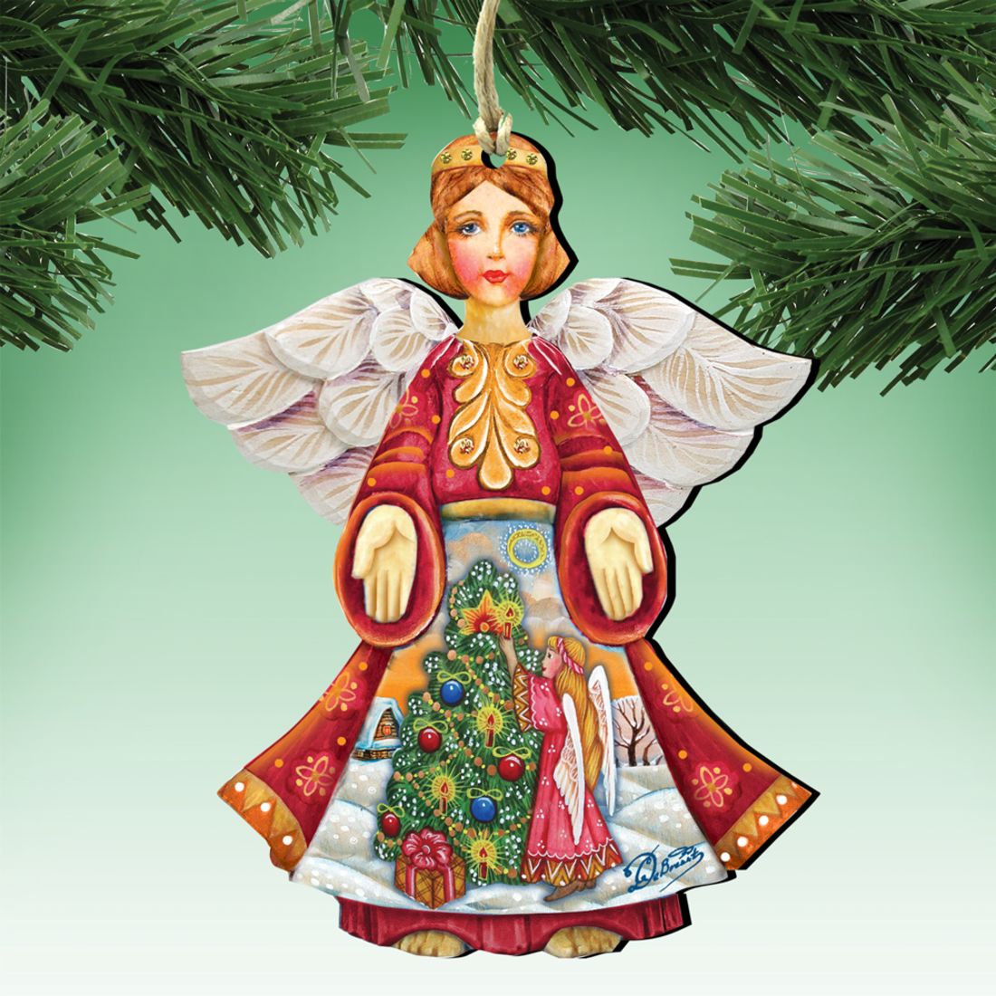 Christmas Tree Angel Wooden Ornaments - Tree Ornament by G. DeBrekht - Nativity Holiday Decor - 8154103