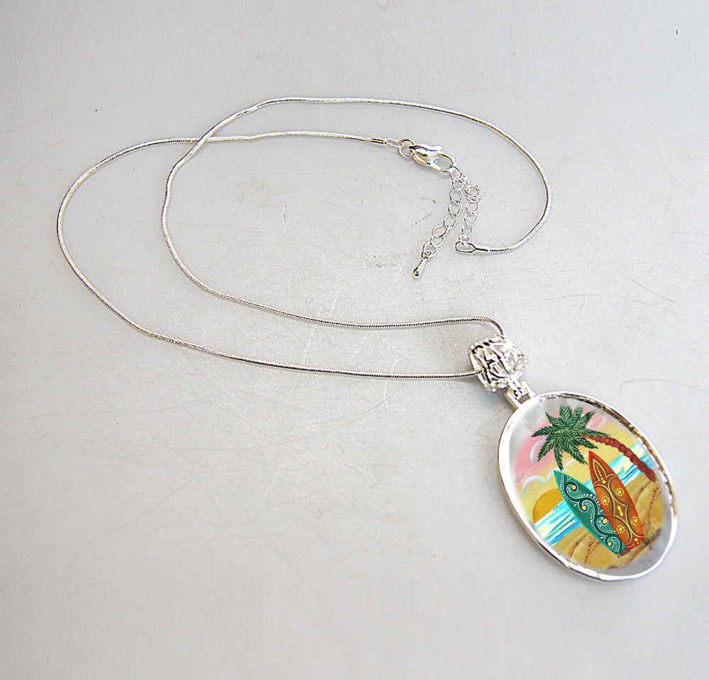 Collar con colgante de nácar bañado en plata de Surf Blocks Coastal - 44044