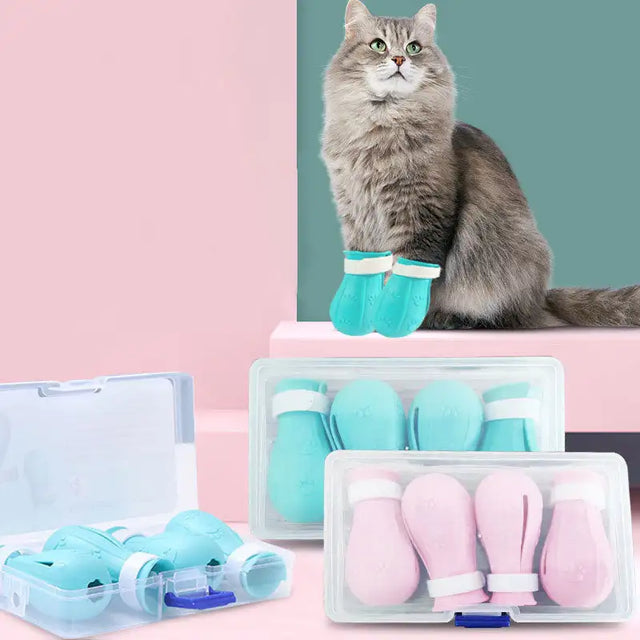 Adjustable Cat Foot Claw Cover Anti-Scratch Prickly Nail Glove Cat Boots For Cats Only, Anti-Scratch Cat Feet Claw Covers Adjustable Prickly Anti-Off Shoes Nail Glove - Lootquake