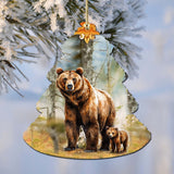 Adornos de madera para árbol de Navidad con temática de oso grizzly del bosque, de G.Debrekht - Decoración navideña de vida silvestre - 870010