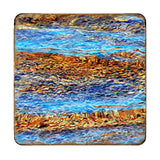 Beach Waves Coastal Wooden Cork Coasters Gift Set of 4 by Nature Wonders - Coastal Sea-Life Decor - 95354C-S4