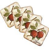 Apples Wooden Cork Coasters Gift Set of 4 by Nature Wonders Nature Wildlife Decor  - 8198633C-S4