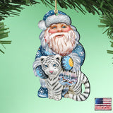 Adornos de madera de Papá Noel con forma de tigre blanco de G. DeBrekht - Decoración navideña de Papá Noel y muñeco de nieve - 8118091