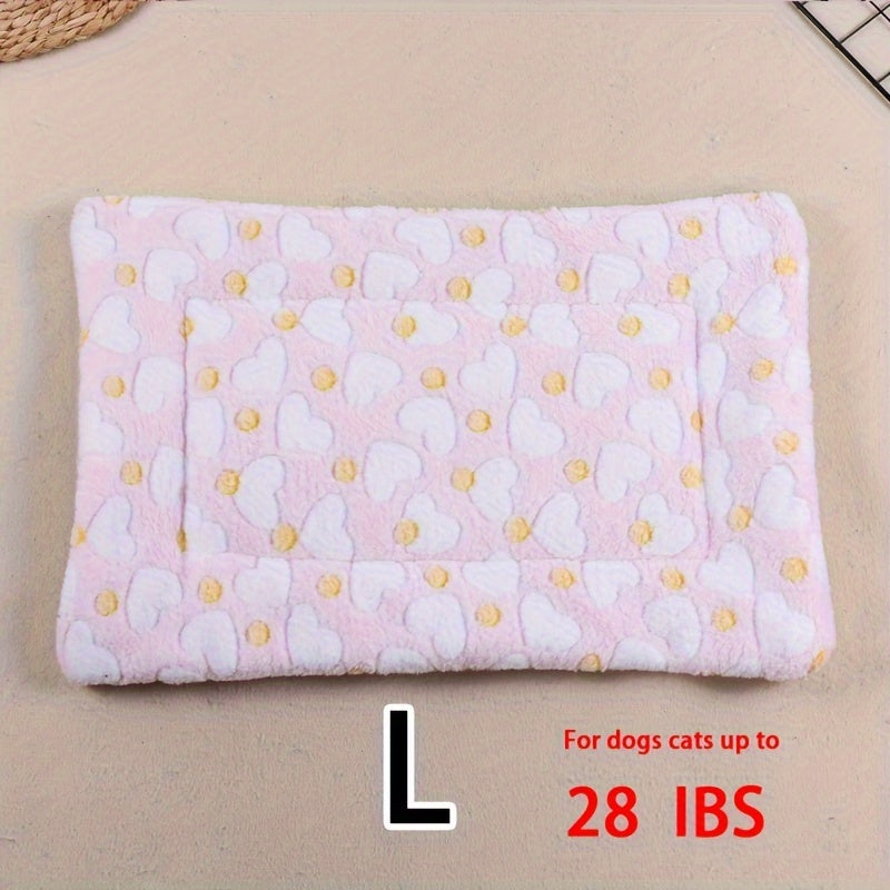 Manta rectangular para mascotas, resistente a la suciedad y para todas las estaciones - Cómoda cama con estampado de pata de perro y corazón (1 unidad)