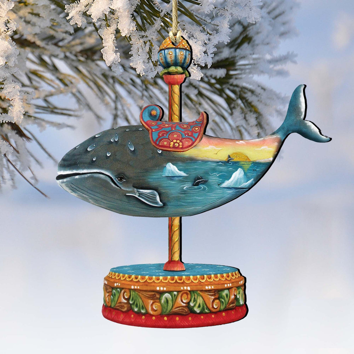 Carousel Whale Christmas Wooden Ornaments by G. DeBrekht - Carousel Holiday Decor - 8114037