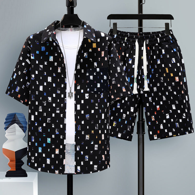 Men's Short-sleeved Suit Youth Student Leisure Sports Cool Shorts Two-piece Set - Lootquake