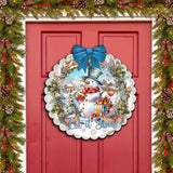 Let It Snow Front Door Welcome Sign, Wooden Front Porch Decor by G. Debrekht Christmas Santa Snowman Decor - 933122H