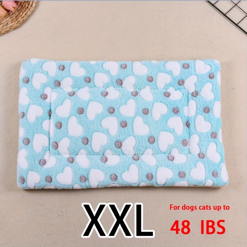 Manta rectangular para mascotas, resistente a la suciedad y para todas las estaciones - Cómoda cama con estampado de pata de perro y corazón (1 unidad)