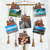 Tren navideño de Papá Noel: juego de 6 adornos decorativos de madera con clip, de G. Debrekht - Decoración navideña - 8090123C-S6