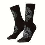 1 par de calcetines deportivos con estampados novedosos para hombre, transpirables, cómodos y casuales, unisex, para uso al aire libre en todas las estaciones.