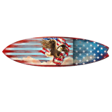 Arte para puerta costero con tabla de surf y bandera estadounidense patriótica de D. Gelsinger - Decoración navideña estadounidense - 8490108HS