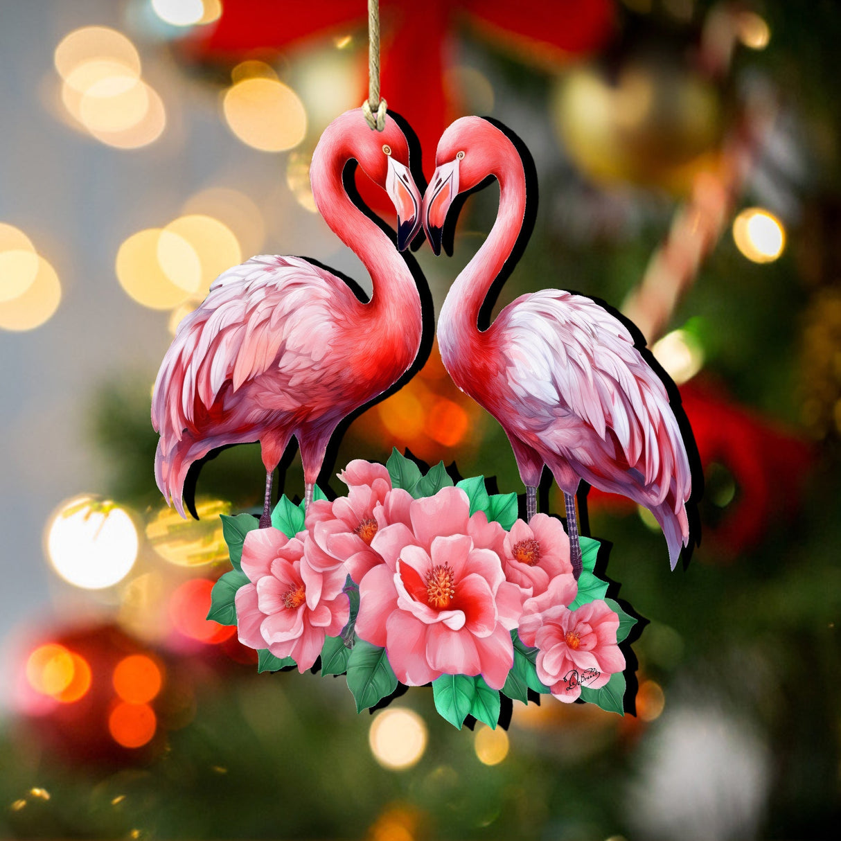 Flamingos Love Wooden Ornaments by G. DeBrekht Love Kids Family Decor - 8611039