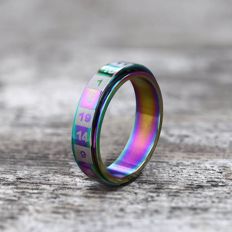 D20 Random Number Stainless Steel Spinner Dice Ring