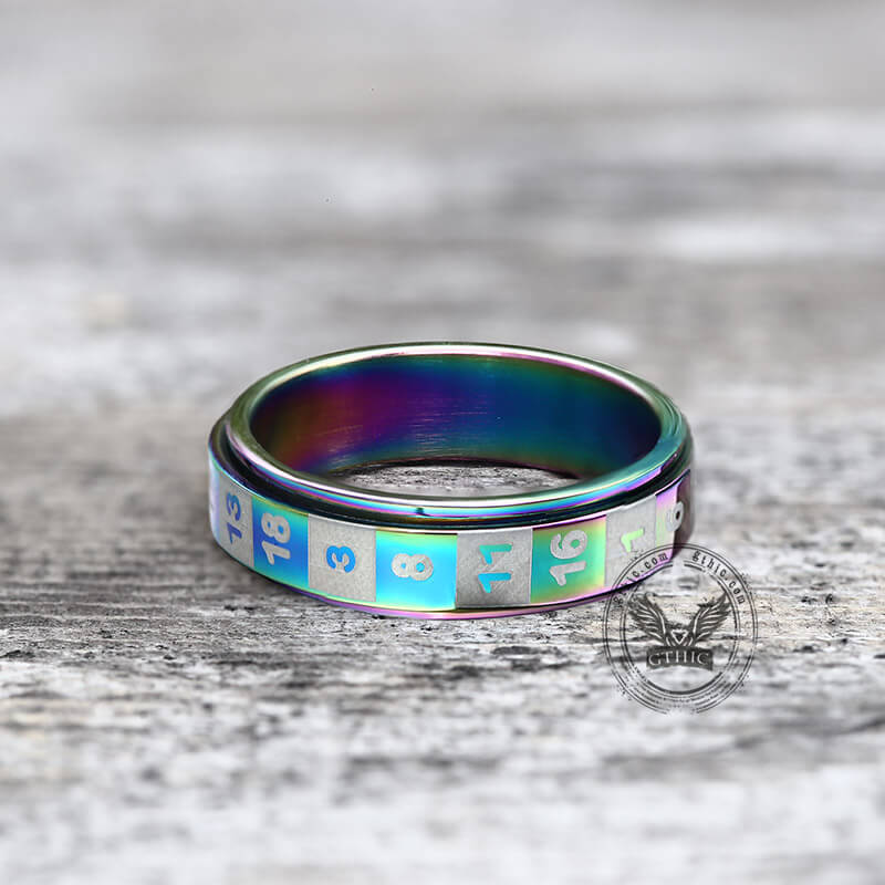 D20 Random Number Stainless Steel Spinner Dice Ring