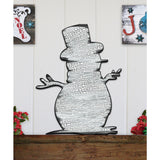 Decoración rústica para puerta con muñeco de nieve - Decoración navideña con Papá Noel y muñeco de nieve - 8198801H