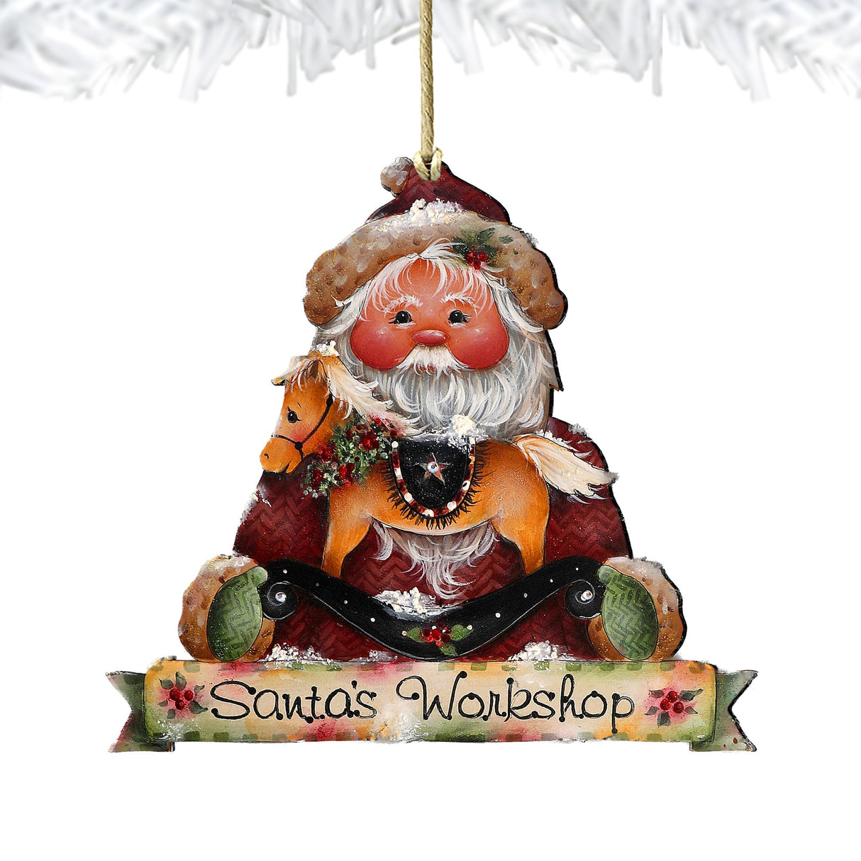 Adornos de madera del Taller de Santa Claus de Jamie Mills-Price, decoración navideña de muñeco de nieve de Santa Claus - 8611068-2-MP