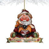 Adornos de madera del Taller de Santa Claus de Jamie Mills-Price, decoración navideña de muñeco de nieve de Santa Claus - 8611068-2-MP