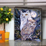 Night Watch Owls Wooden Wall Art by J. Bergsma - Nature Wildlife Decor - 85922902B-JB