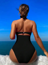 Women's Two-piece Casual Swimsuit P48 Black - Lootquake