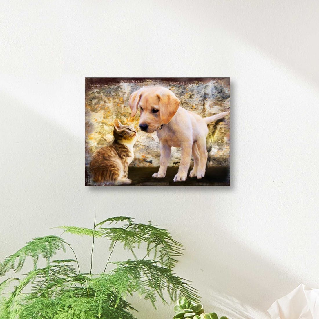Arte de pared de madera Allene Dog &amp; Cat Art de Nature Wonders - Decoración para perros y gatos - 95340B