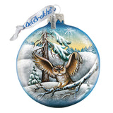 Owl Ball Glass Ornament by G. DeBrekht - Wildlife Holiday Decor - 73413