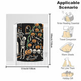 Couverture d'Halloween en flanelle polaire avec motif tête de mort et citrouille, pour femme et homme, légère et moelleuse, idéale pour la chambre ou le canapé, noire