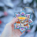 Christmas Village Snowflake Wooden Ornaments by G. Debrekht - Christmas Decor - 8688417