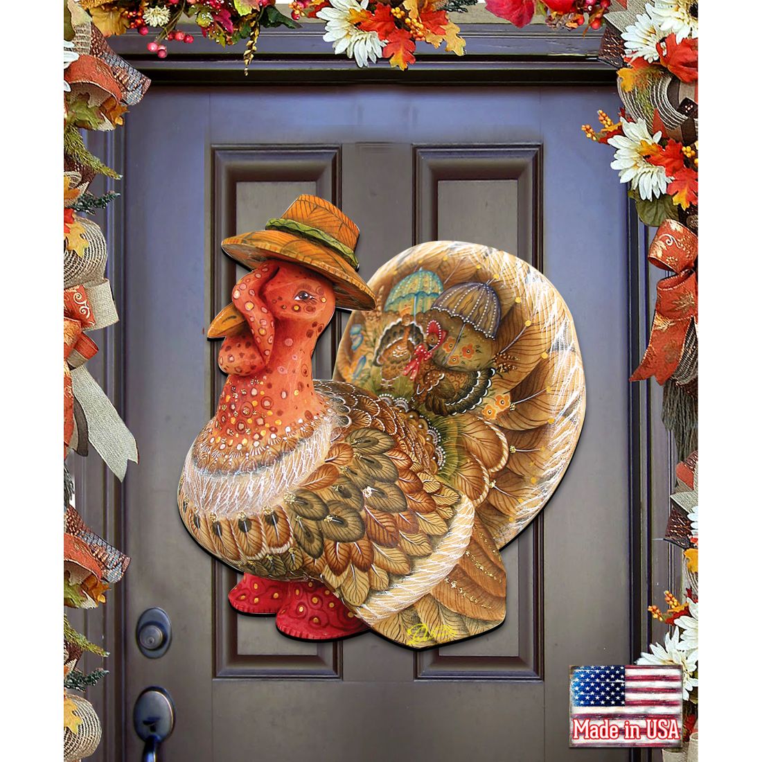 Decoración de puerta de Halloween con el pavo Tom de Acción de Gracias por G. DeBrekht - Decoración de Halloween de Acción de Gracias - 8158904H
