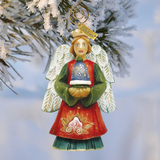 Angel with Bell Sculpted Hand-Painted Christmas Figurine by G. DeBrekht - Christmas Santa Snowman Decor - 657101