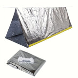 Tente d'abri d'urgence pour 2 personnes avec couverture isolante en polyéthylène : durable, coupe-vent et imperméable pour le camping et la préparation aux crises