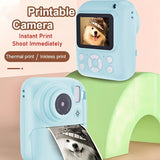 Appareil photo numérique à impression instantanée 48 MP - Mini appareil photo compact d'extérieur avec flash, Full HD 1080p, imprimante photo de dessins animés et papier d'impression pour Halloween, Noël et Thanksgiving