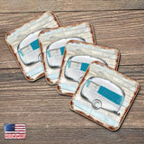 Juego de 4 posavasos de corcho de madera con diseño de Woodsy Camper de Nature Wonders - Decoración de vida silvestre - 8198431-9C-S4