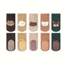 5 pares de adorables calcetines de bebé con estampado de animales: suaves, transpirables, cómodos y elásticos para actividades en interiores. Perfectos para gatear, caminar y uso diario.