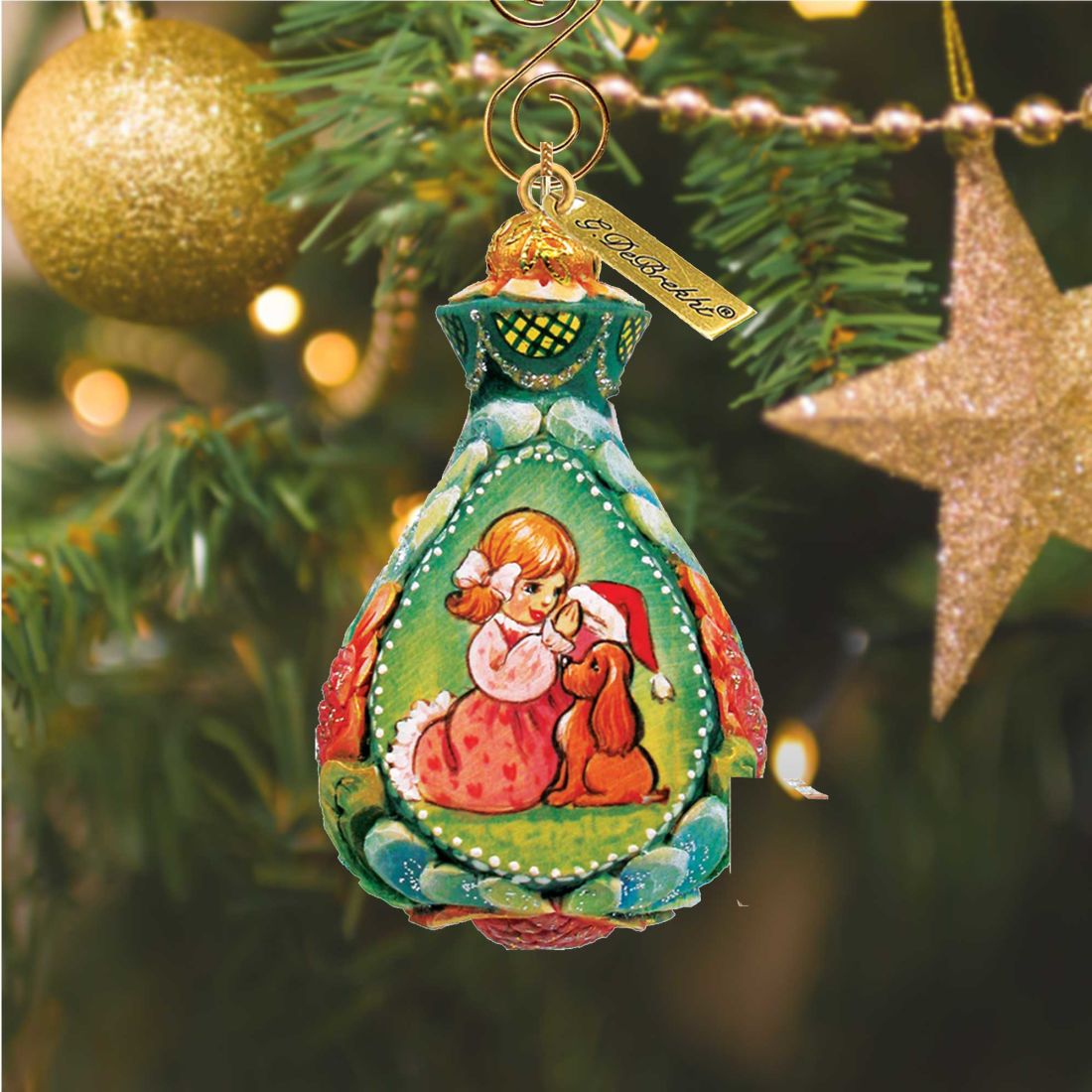 Secret Santa Sculpted Hand-Painted Christmas Ornament by G. DeBrekht - Wildlife Holiday Decor - 622421