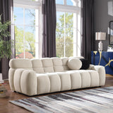 3 Seater Teddy Fleece Boucle Upholstered Loveseat Sofa Clouch Couch, Minimalist Style Marshmallow Deep-Seat Cloud Modular Couch with Thicked Cushions and Decor Pillows for Living Room, Bedroom