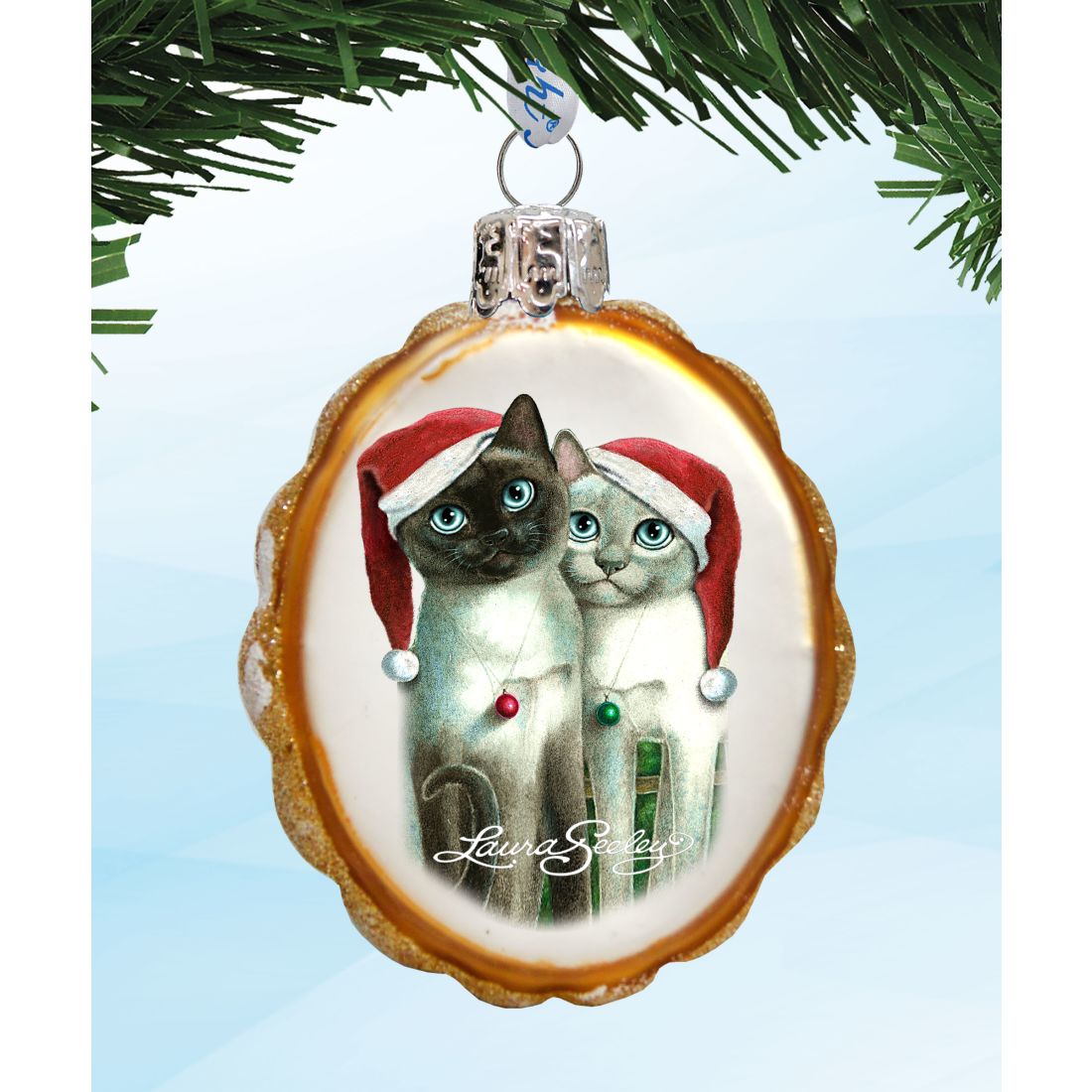 Kitty Cats Mercury Glass Ornaments - Christmas Decor by Laura Seeley - 770143S3-LS