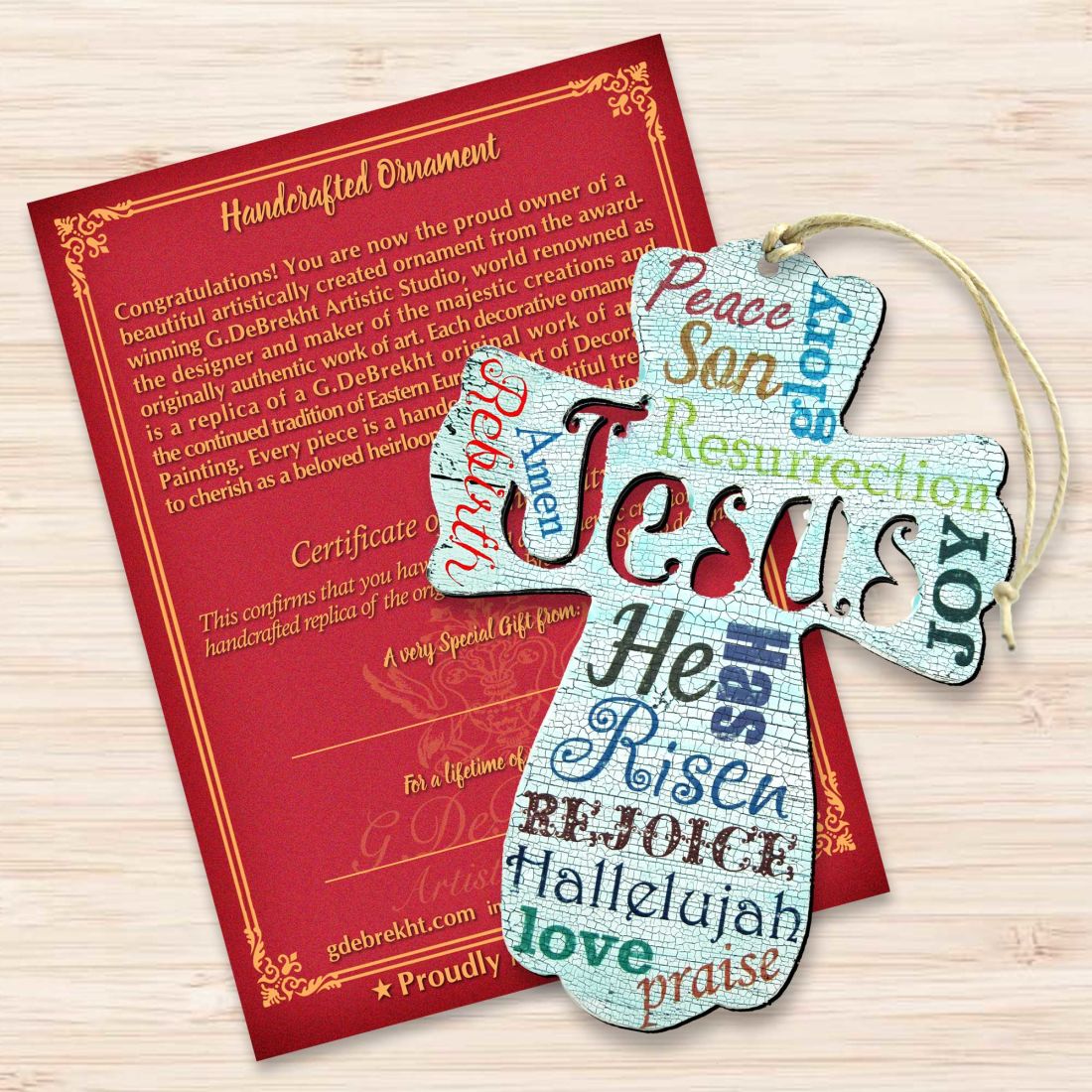 Jesus Cross Wooden Ornaments by G. DeBrekht - Easter Spring Decor - 8198715