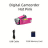 1080P Portable Digital Camcorder, Rotate Screen Digital Camera With Rechargeable Battery And 32G Memory Card Support Selfie, Suitable For Travel Photograph And Friend Gathering And Growth Recording