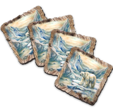 Juego de 4 posavasos de corcho de madera con diseño de oso polar de Nature Wonders Nature Wildlife Decor - 95400C-S4