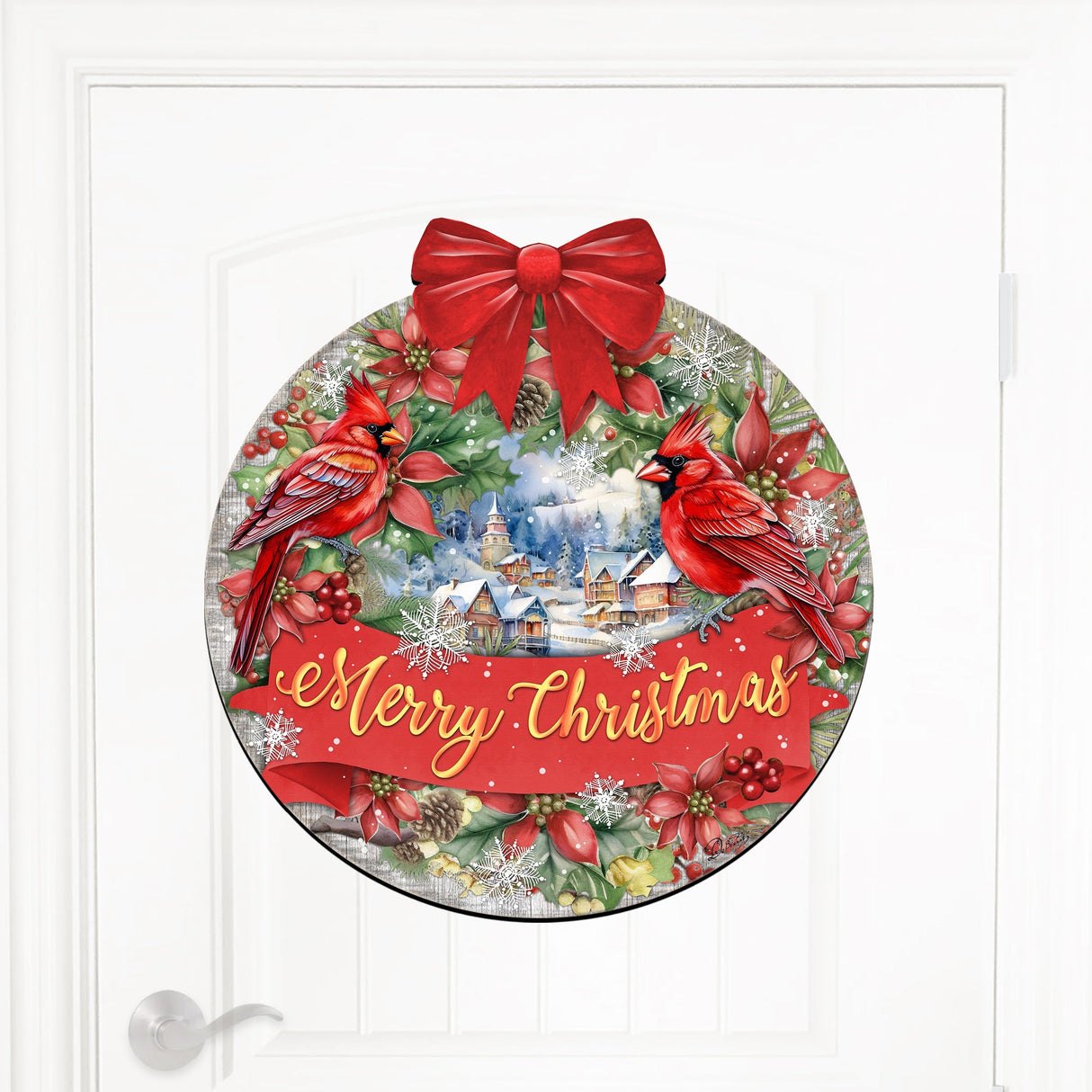 Merry Christmas Front Door Welcome Sign, Wooden Front Porch Decor by G. Debrekht Christmas Decor - 933121H